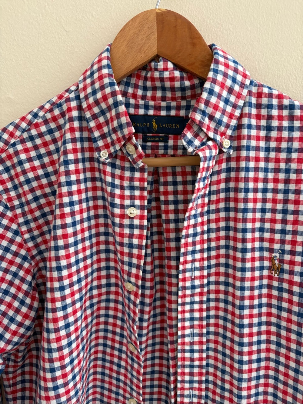 Ralph Lauren Red White Blue Gingham Button-Down Shirt oversized